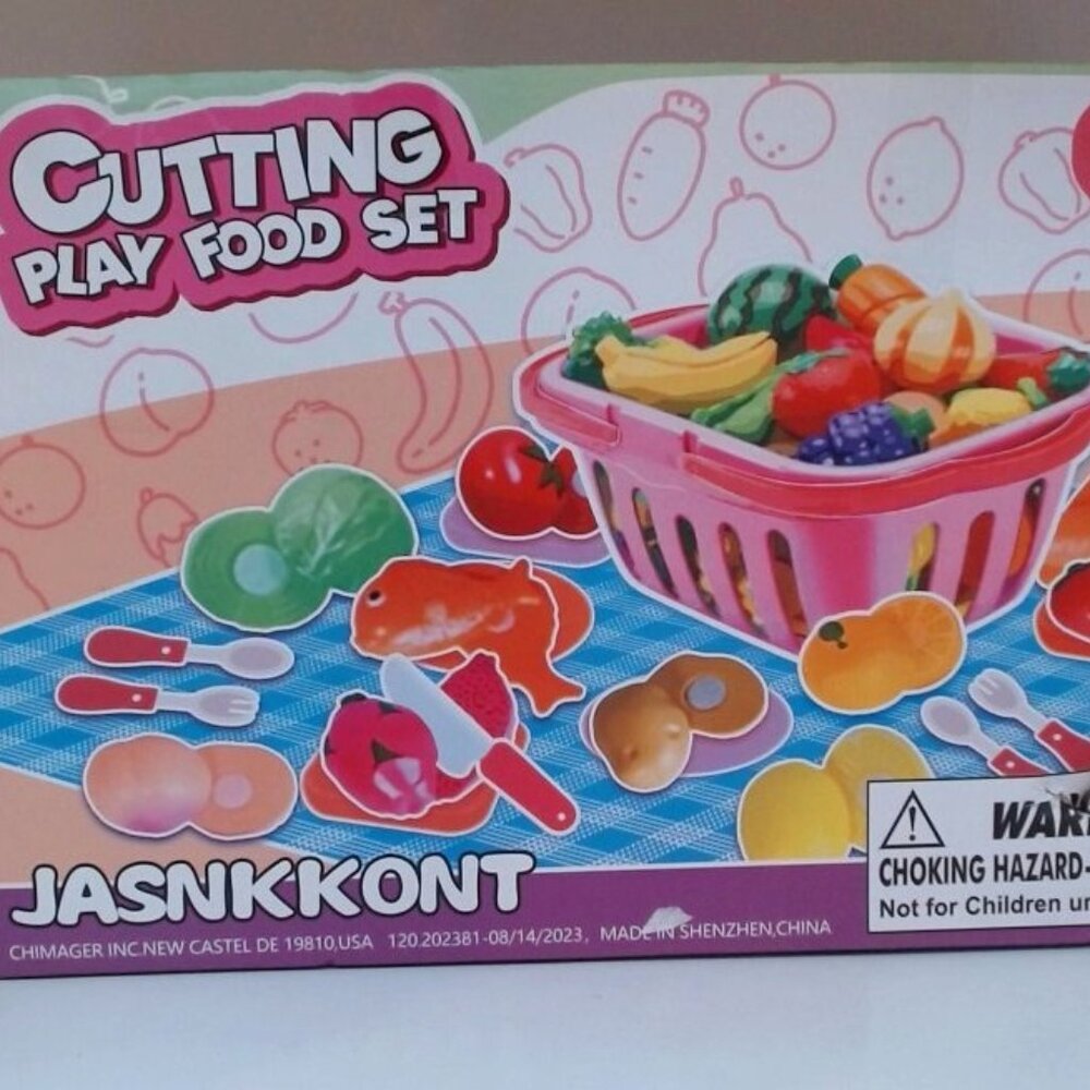 Cutting‎ Play Food Set Kids Pretend Kitchen Toy Fruit & Veggie Set NIB